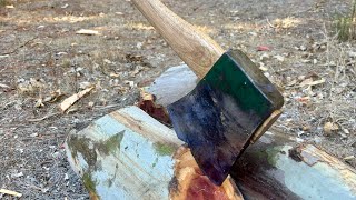 Hytest Craftsman 4 12lb and Tuatahi camp axe underhand cut Redgum [upl. by Notfol]