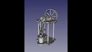 FreeCAD  1 CYLINDER ENTABLATURE STEAM ENGINE WITH SLIDING CROSSHEAD [upl. by Hump301]