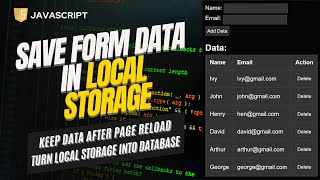 Save Form Data In Local Storage  Keep Form Data After Page Reload  Reload Page Without Losing Data [upl. by Olenolin]