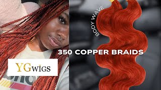 ygwigs human bulk hair 350 copper braids [upl. by Annauqahs]