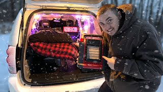 🥶 Solo Car Camping in the Freezing Forest Winter Camping New Setup  Dodge Campervan  Van Life [upl. by Nyvek]