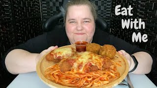 Chicken Parmigiana MUKBANG  Tom amp Basil Spaghetti  Mac N Cheese Bombs [upl. by Lodi637]