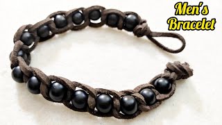 Easy mens leather bracelet  handmade jewelry for beginners [upl. by Aimahs]