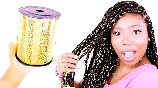 BOX BRAIDS WITH RIBBONS Step By Step Tutorial [upl. by Brottman]