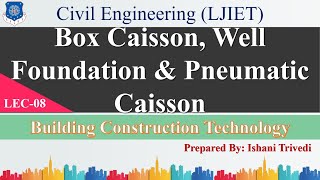 Lec08Box CaissonWell FoundationPneumatic Caisson  Building ConstTechnology  Civil Engineering [upl. by Ikiv]