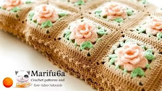 How to crochet blanket afghan with roses by marifu6a [upl. by Alejandrina]