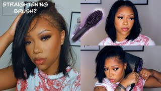 Testing Instyler Straightening Brush On HEAT TRAINED NATURAL HAIR [upl. by Ahsenit]