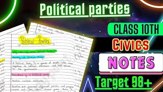 Political parties Notes Class 10 CBSE  with PDF  SST civics Chapter 4 Notes ‎Edustudypoint [upl. by Adyam]