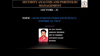 SECURITY ANALYSIS amp PORTFOLIO MANAGEMENT MCOM S3  LECTURE 31 TEST OF SEMI STRONG FORM EFFICIENCY [upl. by Nagear864]