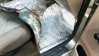 Applying thermoacoustic insulation in your car DEI Floor amp Tunnel Shield II [upl. by Adaurd]