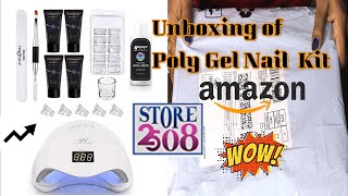 Unboxing of store2508 Poly Gel Nail Kit from AmazonAffordable DIY Permanent Nail Extension Kit [upl. by Llertniuq]