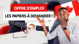 JAI REÇU UNE OFFRE DEMPLOI AU CANADA  QUELS DOCUMENTS DEMANDER À MON FUTUR EMPLOYEUR [upl. by Maury]