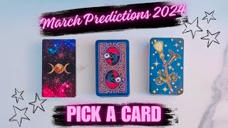 ⭐️ MARCH 2024 PREDICTIONS ⭐️ PICK A CARD 🌙 TAROT ⚡️CHARMS🔥 ORACLE💞❤️💞 [upl. by Nosecyrb]