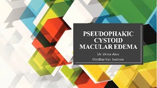 Presentation on Pseudophakic Cystoid Macular Edema By Dr Divya Alex  Giridhar Eye Institute [upl. by Ientruoc]