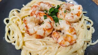 🦐How to cook shrimp deliciously Spaghetti with shrimp in cream and cheese sauce Delicious dinner [upl. by Ettevram]