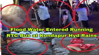 Cloudburst Hyderabad Flood Water Enters RTC Bus [upl. by Nhepets]