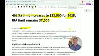 401k limit increases to 23500 for 2025 [upl. by York]