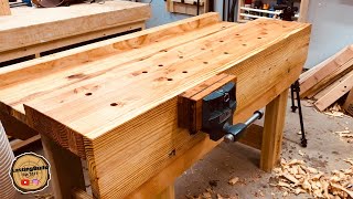 Woodworking Workbench Build Start to Finish Using Hand Tools [upl. by Flemings]