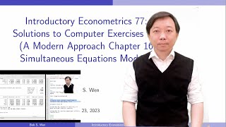 Solutions to Computer Exercises 14 Chapter 16 SEM A Modern Approach Introductory Econometrics 77 [upl. by Christianity]