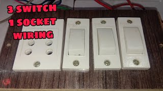 3 switch 1 socket board wiring Hindi mai [upl. by Blasius]