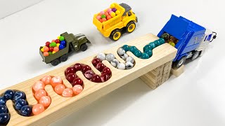 Marble Run ASMR Race ☆ HABA Slope amp Dump Truck Excavator Ambulance Forklift Garbage Truck Tractors [upl. by Tnemelc]