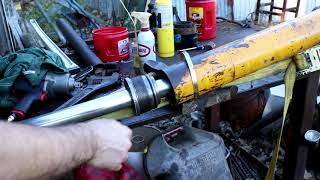 Hydraulic Cylinder Disassembly Repack Rebuild Install FAST [upl. by Klatt330]