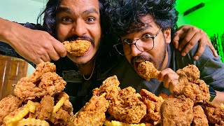 2 full😱 fried chicken🍗 eating challenge with my brother [upl. by Asilak516]