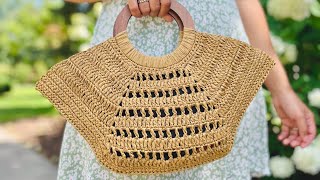 How To Make A Crochet Bag  Easy Crochet Bag Tutorial Crochet Raffia Bag Tutorial [upl. by Gelasius]