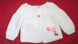 Tuto tricot brassière veste tricot bébé aux rangs raccourcis taille naissance 3 a 6 mois 04 [upl. by Drazze]