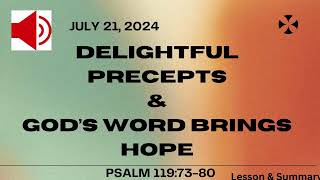 Sunday school Lesson  Psalm 1197380  July 21 2021 [upl. by Aihsad]