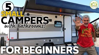 5 Small Camping Trailers with Bathrooms  Perfect for Beginners [upl. by Maxine41]