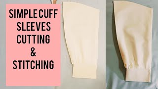 simple cuff sleeves step by step cutting and Stitching Tutorials in urdu cuffsleeves [upl. by Sirovaj]