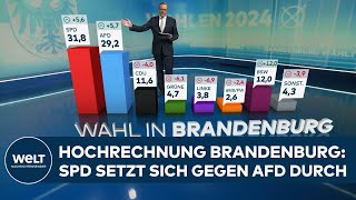 LANDTAGSWAHL IN BRANDENBURG HOCHRECHNUNG SPD setzt sich gegen AfD durch BSW amp CDU fast gleich auf [upl. by Emmy310]