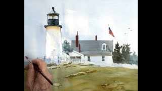 Easy Watercolor with Paul George Pemaquid Light [upl. by Gabbi]