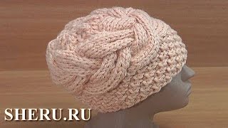 Шапка спицами из толстой пряжи Урок 170 [upl. by Edelman]