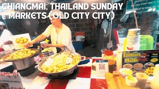 Chiang Mai Thailand Sunday Markets Walking Tour With Captions in the old city [upl. by Yenohtna395]