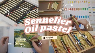 ✨Sennelier Oil Pastel Set Unbox Swatching amp Review and Landscape study🏞🖍 [upl. by Aesoh]