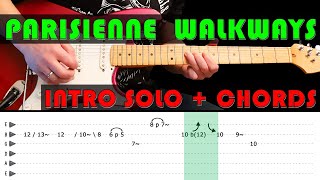 PARISIENNE WALKWAYS  Guitar lesson  Intro solo with tabs and chords fast amp slow  Gary Moore [upl. by Navad727]