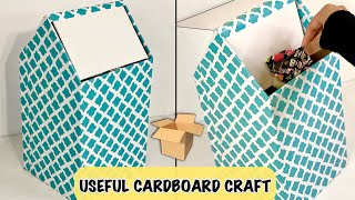 MAKE DUSTBIN  TRASH BIN USING CARDBOARD  EASY CARDBOARD CRAFT  REUSE CARDBOARD BOXES  DIY IDEAS [upl. by Pallaton203]