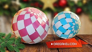 Christmas Ball of Paper  New Years Ball Origami [upl. by Korella]