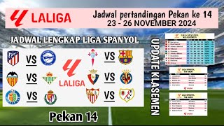 jadwal laliga besok malam spanyol pekan ke 14BarcelonaReal Madridkalsemen [upl. by Nasia]