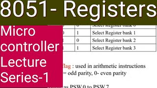 Microcontroller Lecture series1 8051 register organization Malayalam [upl. by Nevram]