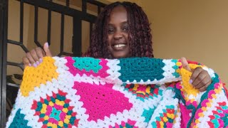 Crotchet Granny Square Blanket 🧶🧶 [upl. by Bohrer631]