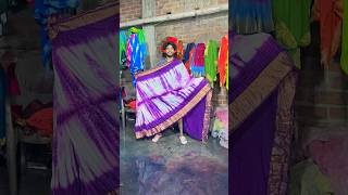 Silk saree purple colour saree trending silksaree painting silkshorts viralvideo indiatiedye [upl. by Ellainad]