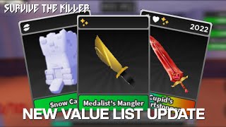 🔪MEDALIST DROPPED New Value List Updates📈  Survive The Killer [upl. by Eissak293]