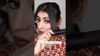 is tareeke se hair curles hote hai straightener se😵😵😵foryou viral trending beautyhacks [upl. by Leoline]