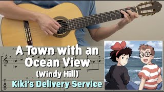 A Town with an Ocean View Windy Hill  Kiki’s Delivery Service Guitar Notation  TAB [upl. by Adrien]