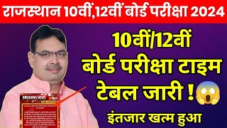 Rbse 10th12th Exam 2024 Time Table जारी RBSE Board Exam Date 2024 Big News Today  RBSE News [upl. by Arednaxela726]