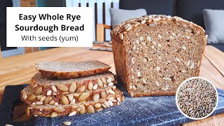 100 Whole Grain Rye Sourdough Bread with Seeds very easy to make [upl. by Downs]