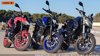 Hornet 750 Vs MT07 Vs Z650  le bilan de notre comparatif en vidéo [upl. by Eadmund]